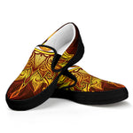 Gold All Seeing Eye Print Black Slip On Shoes