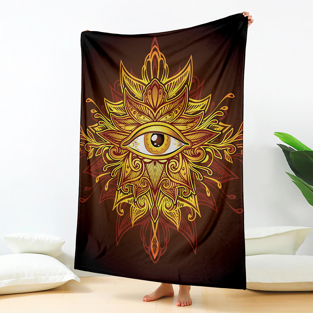 Gold All Seeing Eye Print Blanket