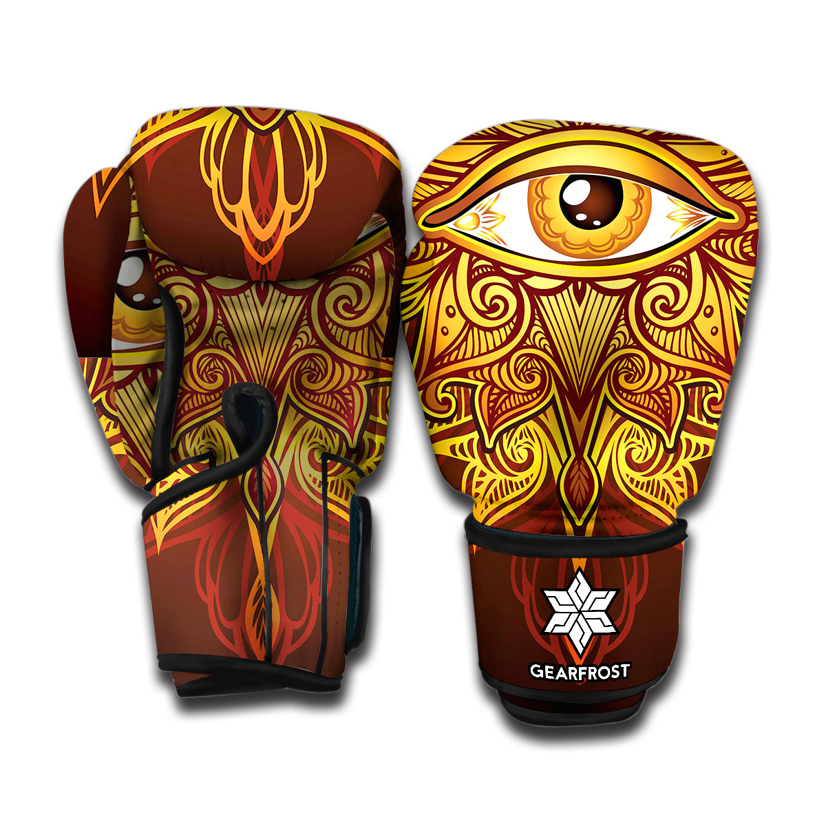 Gold All Seeing Eye Print Boxing Gloves