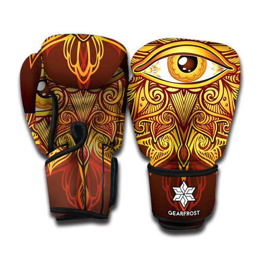 Gold All Seeing Eye Print Boxing Gloves