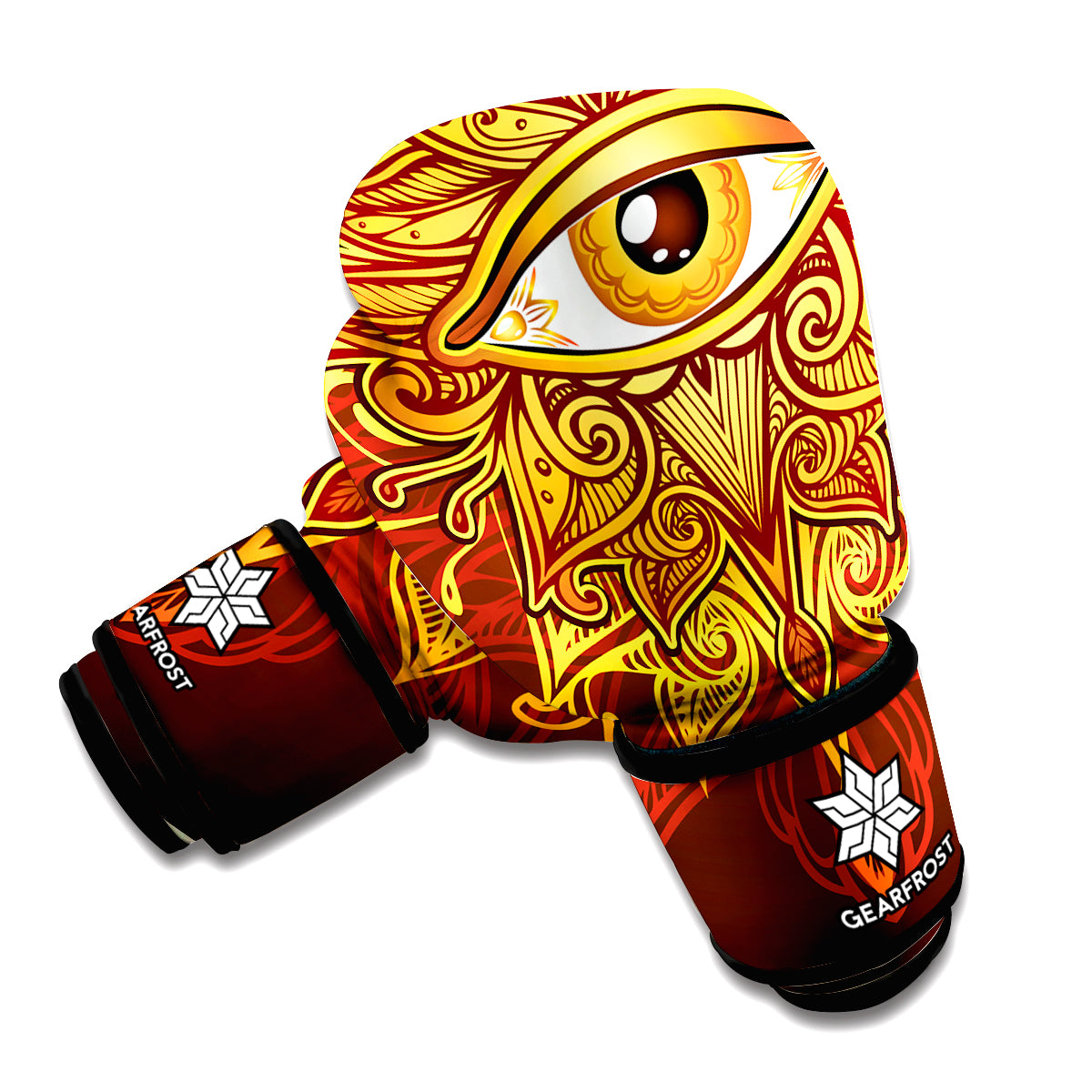 Gold All Seeing Eye Print Boxing Gloves