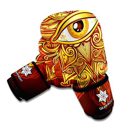 Gold All Seeing Eye Print Boxing Gloves