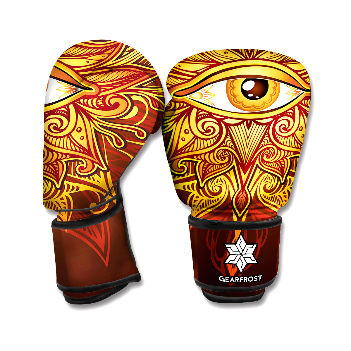 Gold All Seeing Eye Print Boxing Gloves