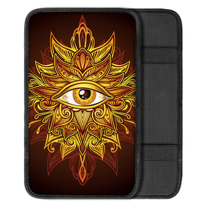 Gold All Seeing Eye Print Car Center Console Cover