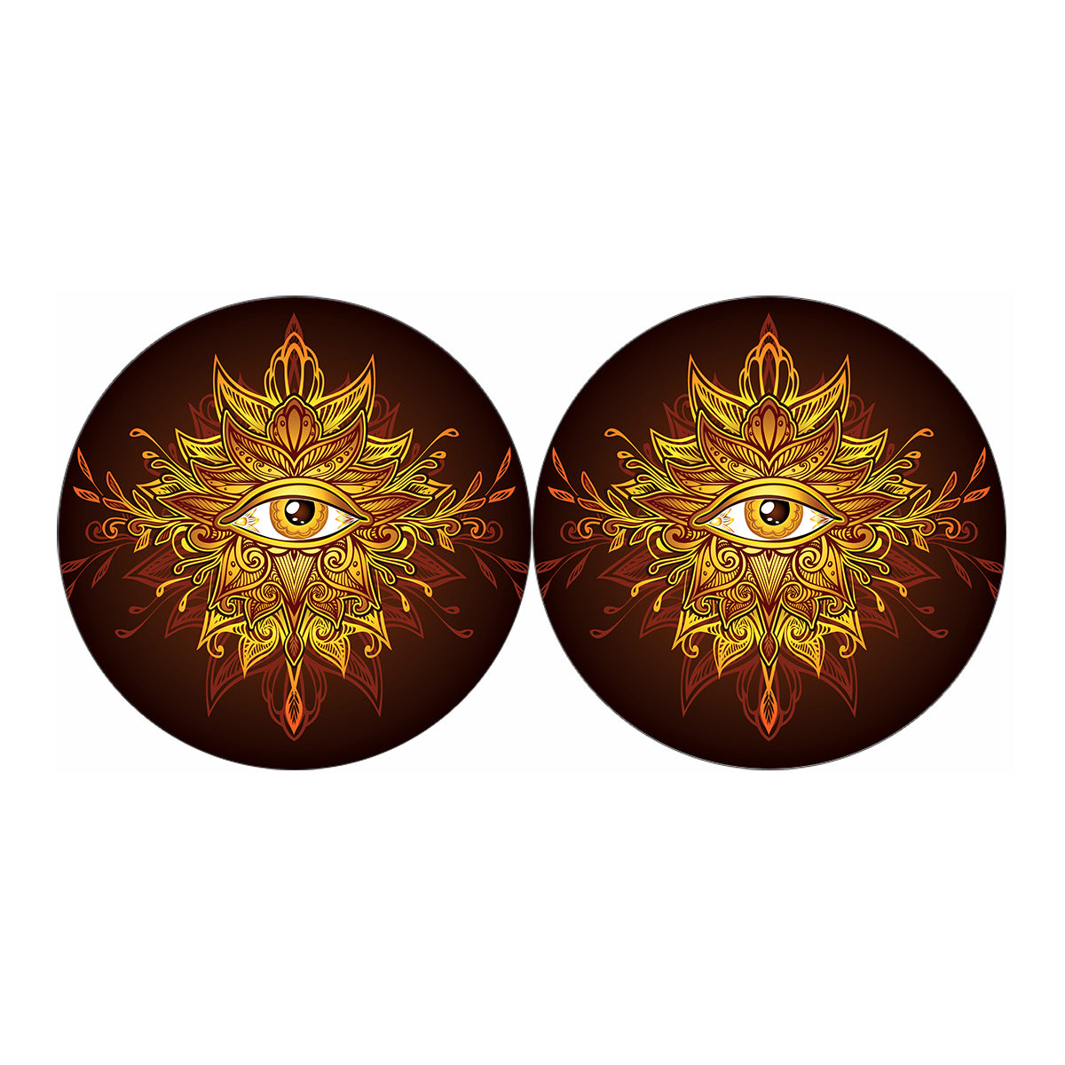 Gold All Seeing Eye Print Car Coasters