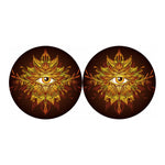 Gold All Seeing Eye Print Car Coasters