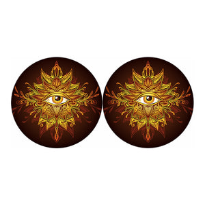 Gold All Seeing Eye Print Car Coasters