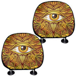 Gold All Seeing Eye Print Car Headrest Covers