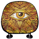 Gold All Seeing Eye Print Car Headrest Covers