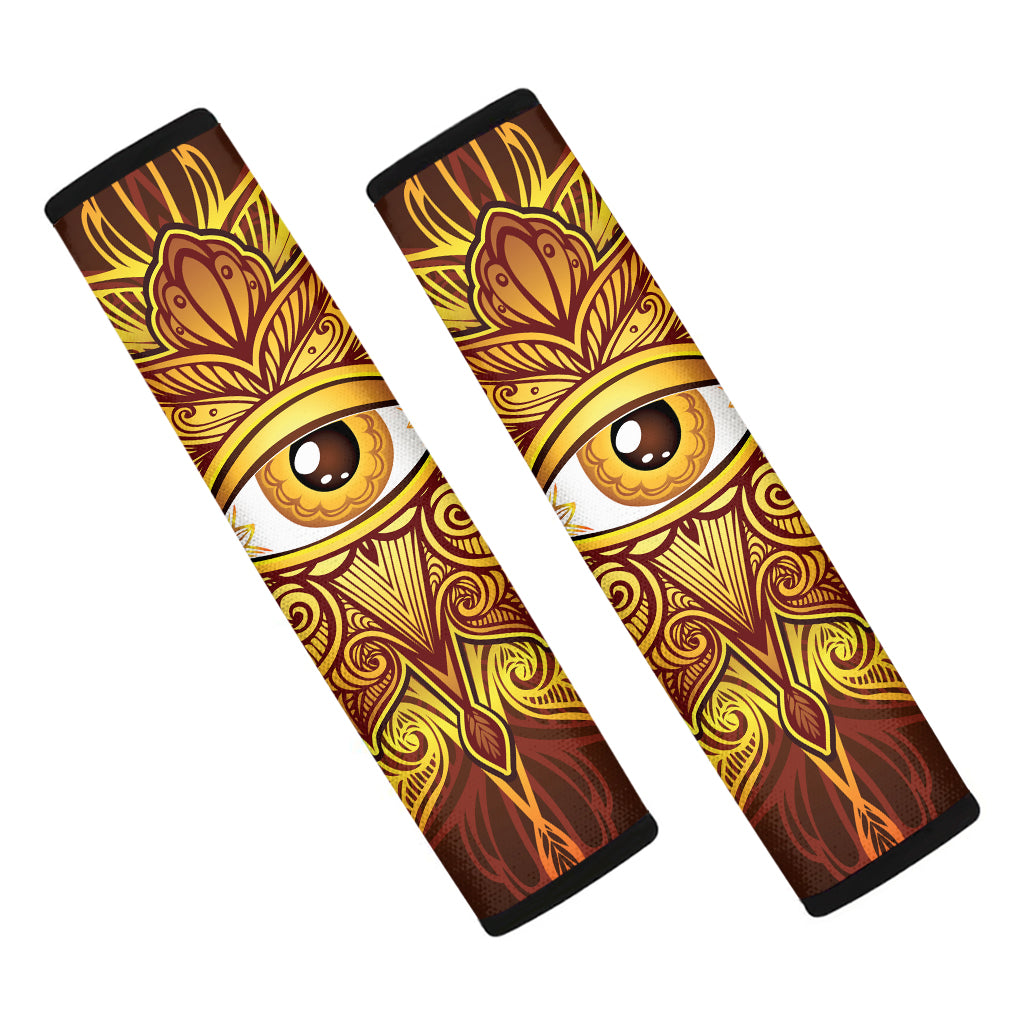 Gold All Seeing Eye Print Car Seat Belt Covers