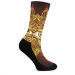 Gold All Seeing Eye Print Crew Socks