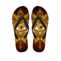 Gold All Seeing Eye Print Flip Flops