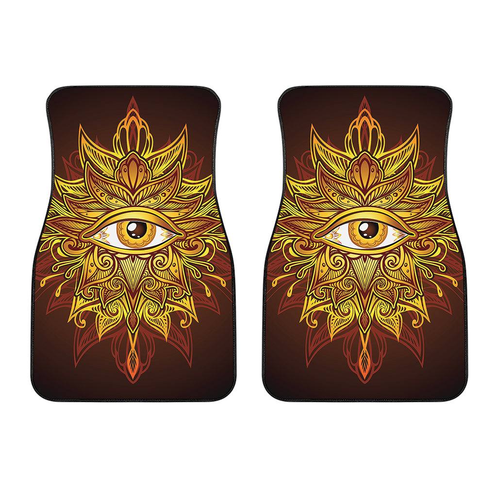 Gold All Seeing Eye Print Front Car Floor Mats