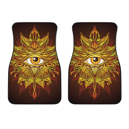 Gold All Seeing Eye Print Front Car Floor Mats