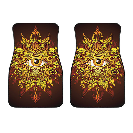 Gold All Seeing Eye Print Front Car Floor Mats