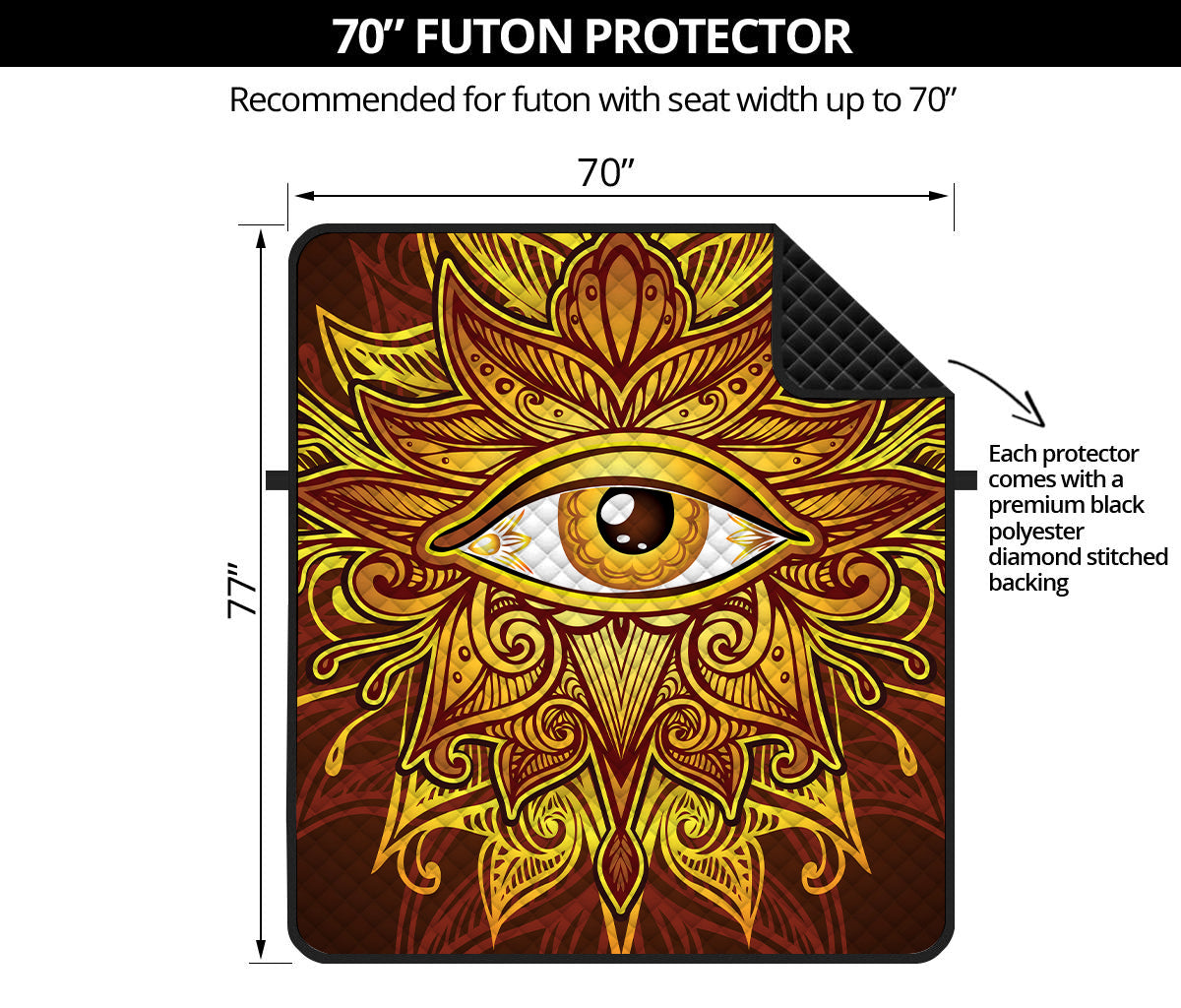 Gold All Seeing Eye Print Futon Protector