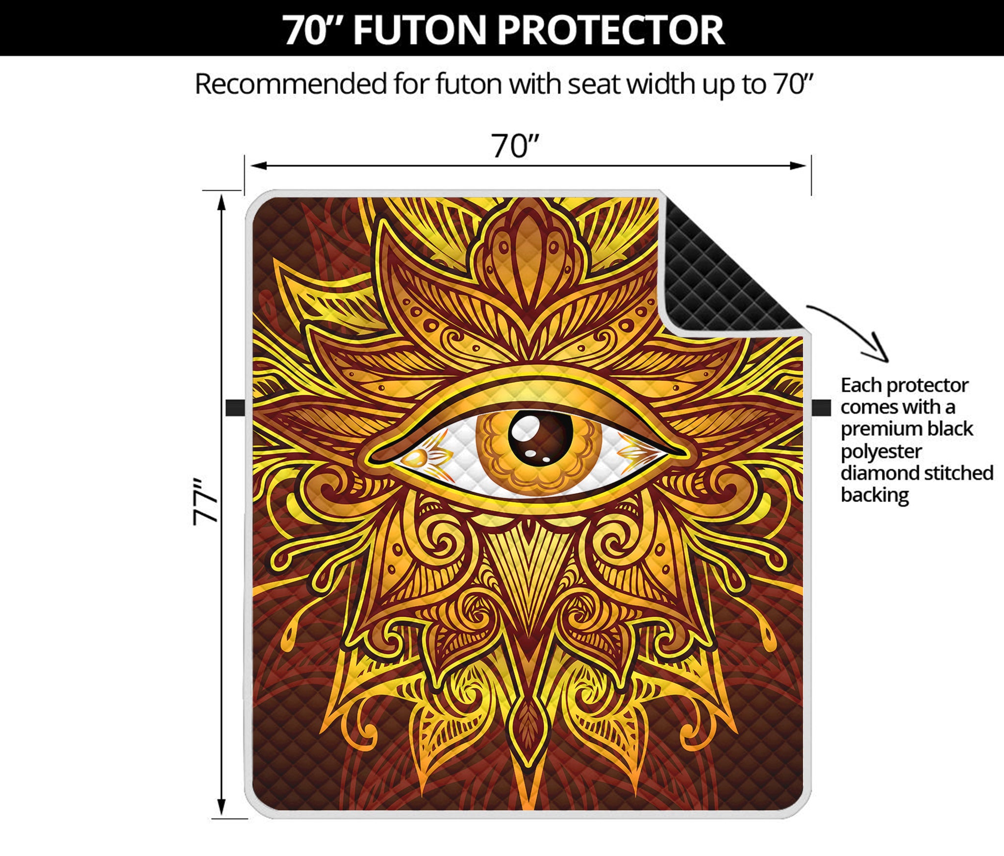 Gold All Seeing Eye Print Futon Protector