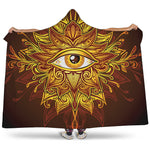 Gold All Seeing Eye Print Hooded Blanket