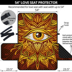 Gold All Seeing Eye Print Loveseat Protector