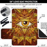 Gold All Seeing Eye Print Loveseat Protector