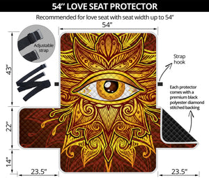 Gold All Seeing Eye Print Loveseat Protector