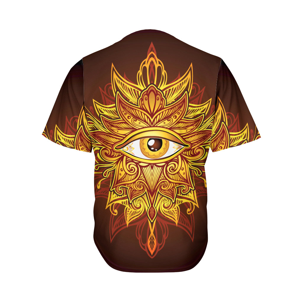 Gold All Seeing Eye Print Men's Baseball Jersey