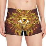 Gold All Seeing Eye Print Men's Boxer Briefs