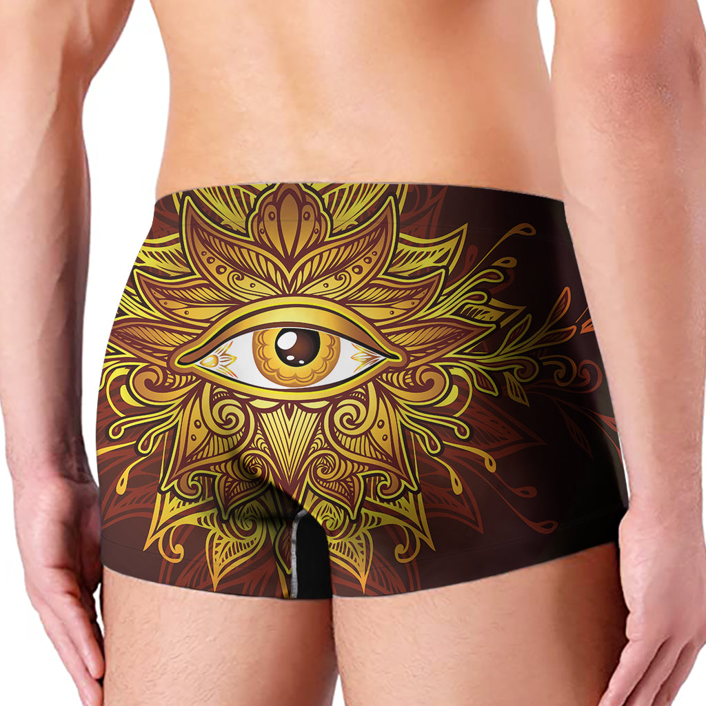 Gold All Seeing Eye Print Men's Boxer Briefs