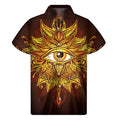 Gold All Seeing Eye Print Men's Short Sleeve Shirt
