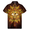 Gold All Seeing Eye Print Men's Short Sleeve Shirt