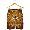 Gold All Seeing Eye Print Men's Shorts