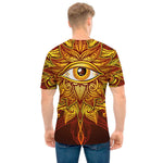 Gold All Seeing Eye Print Men's T-Shirt