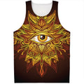Gold All Seeing Eye Print Men's Tank Top