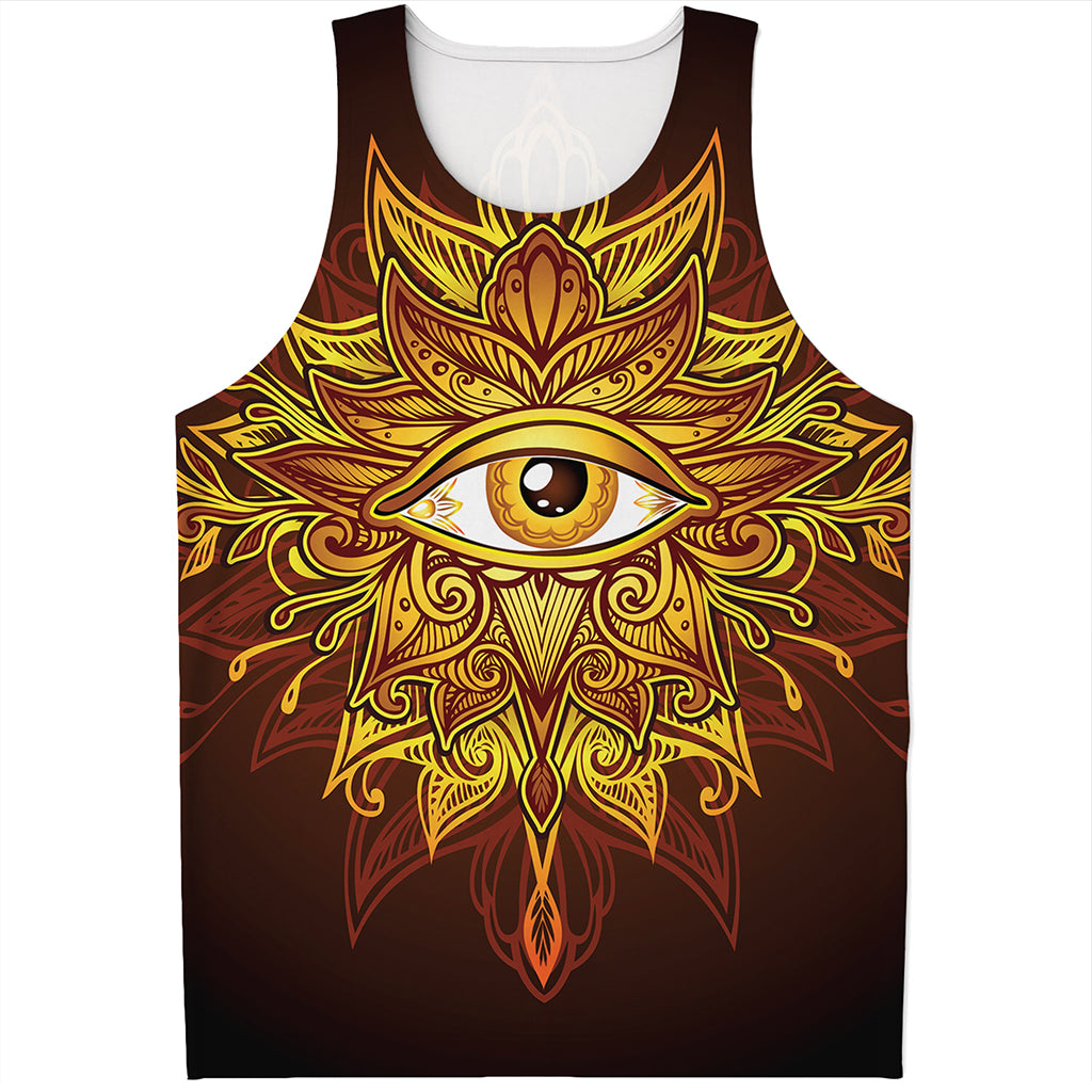 Gold All Seeing Eye Print Men's Tank Top