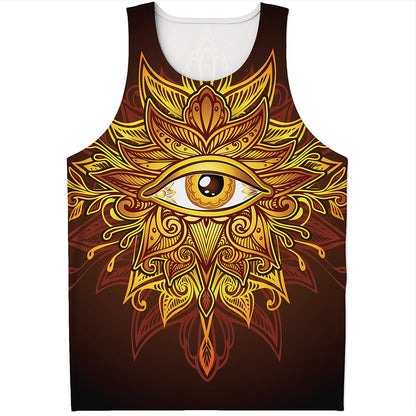 Gold All Seeing Eye Print Men's Tank Top