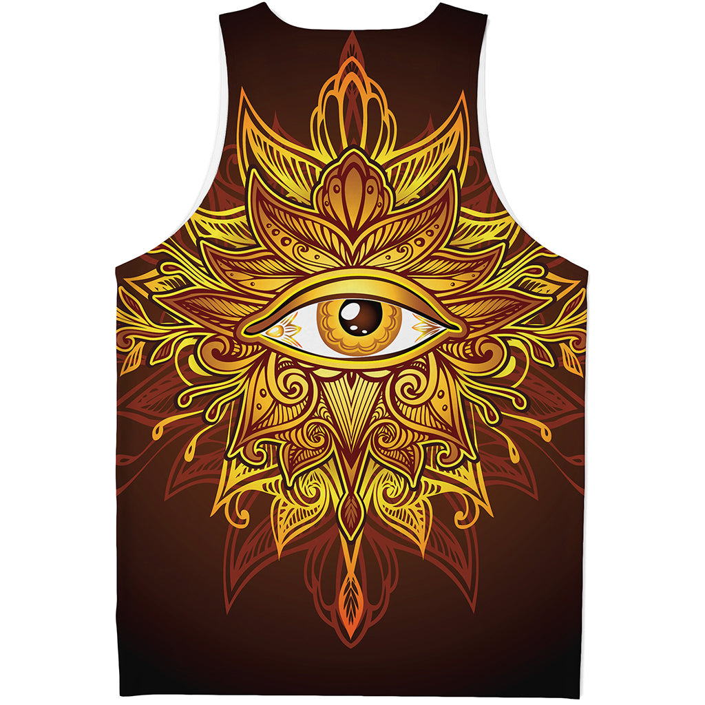 Gold All Seeing Eye Print Men's Tank Top