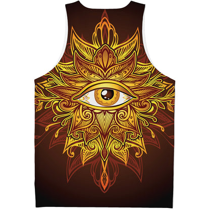 Gold All Seeing Eye Print Men's Tank Top