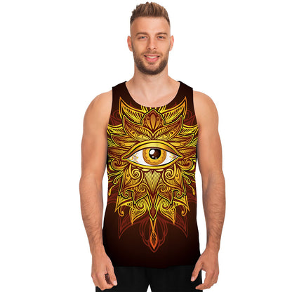 Gold All Seeing Eye Print Men's Tank Top