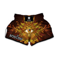 Gold All Seeing Eye Print Muay Thai Boxing Shorts