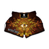 Gold All Seeing Eye Print Muay Thai Boxing Shorts