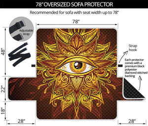 Gold All Seeing Eye Print Oversized Sofa Protector