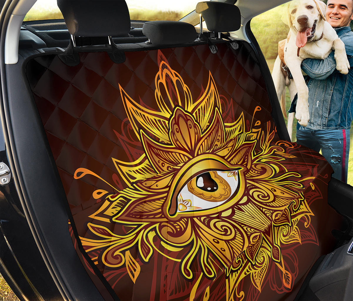 Gold All Seeing Eye Print Pet Car Back Seat Cover