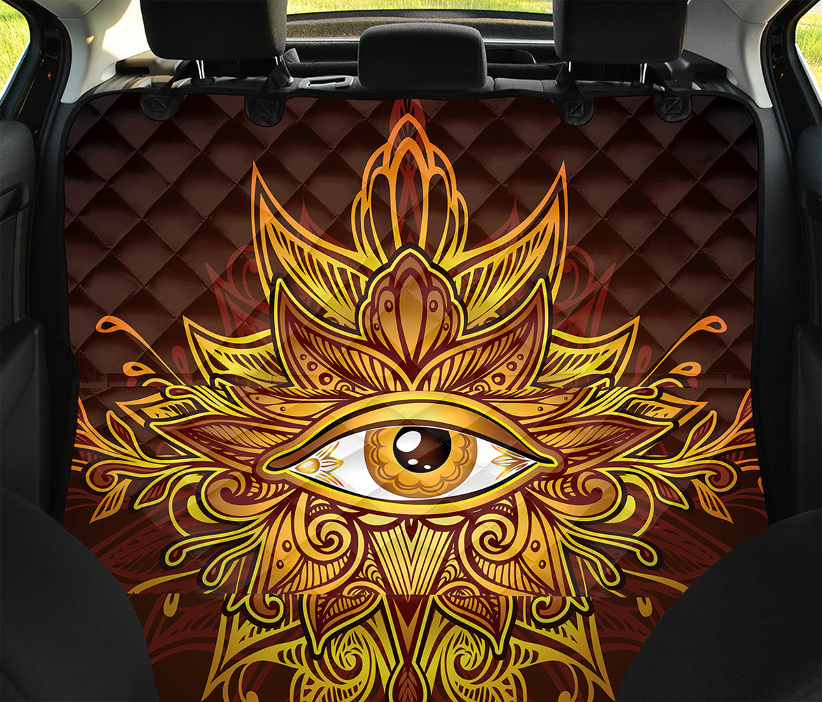 Gold All Seeing Eye Print Pet Car Back Seat Cover