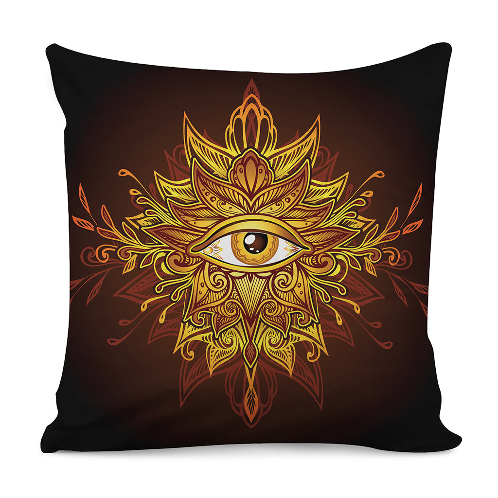 Gold All Seeing Eye Print Pillow Cover