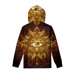 Gold All Seeing Eye Print Pullover Hoodie