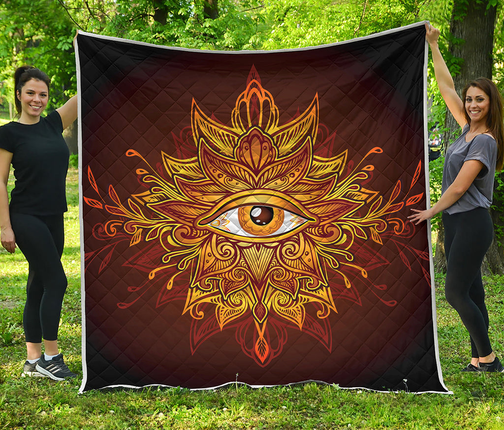 Gold All Seeing Eye Print Quilt