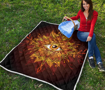 Gold All Seeing Eye Print Quilt