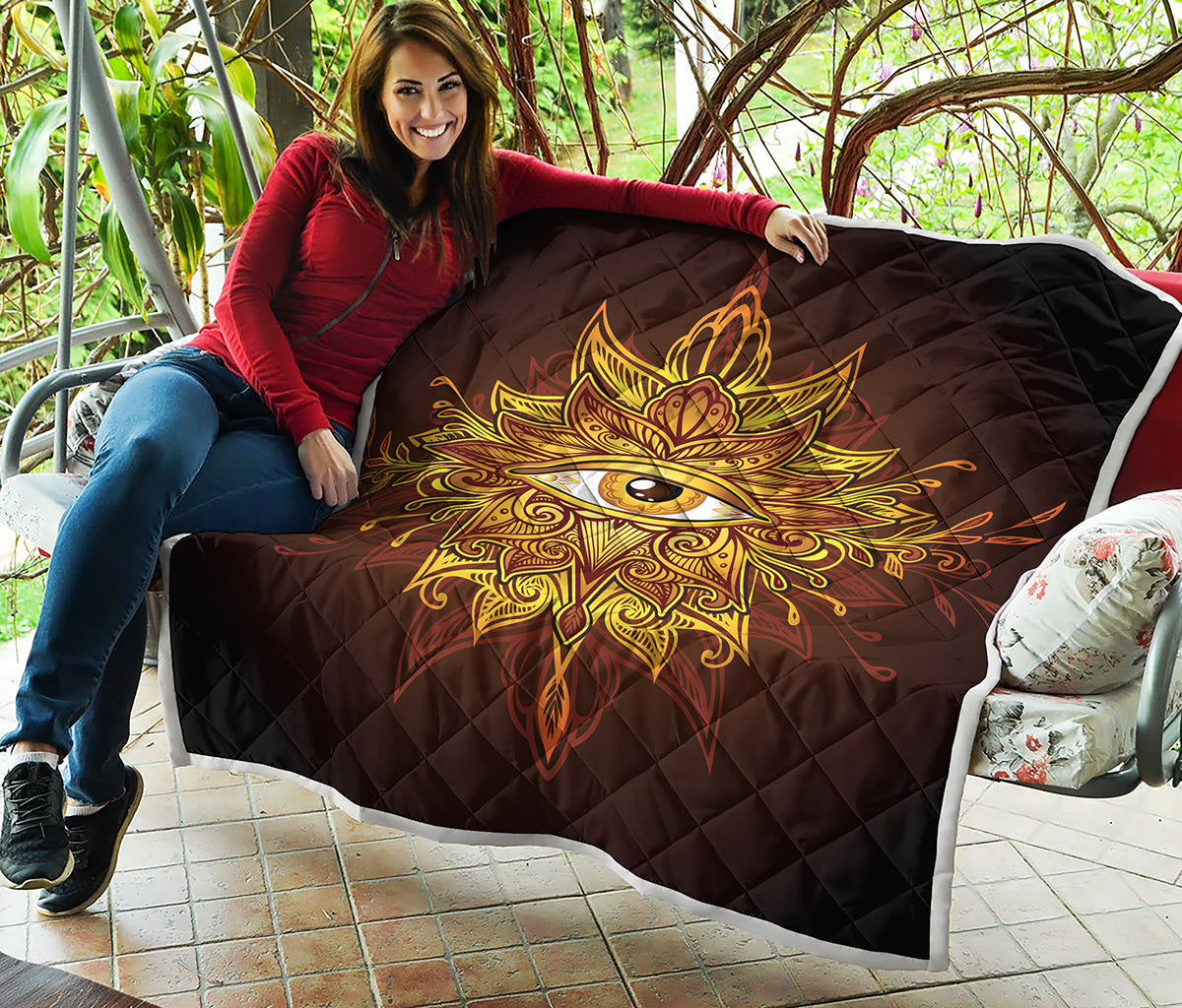 Gold All Seeing Eye Print Quilt
