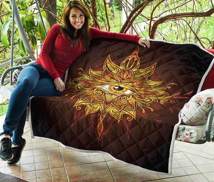Gold All Seeing Eye Print Quilt