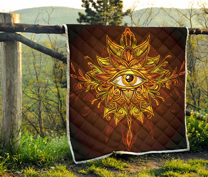 Gold All Seeing Eye Print Quilt